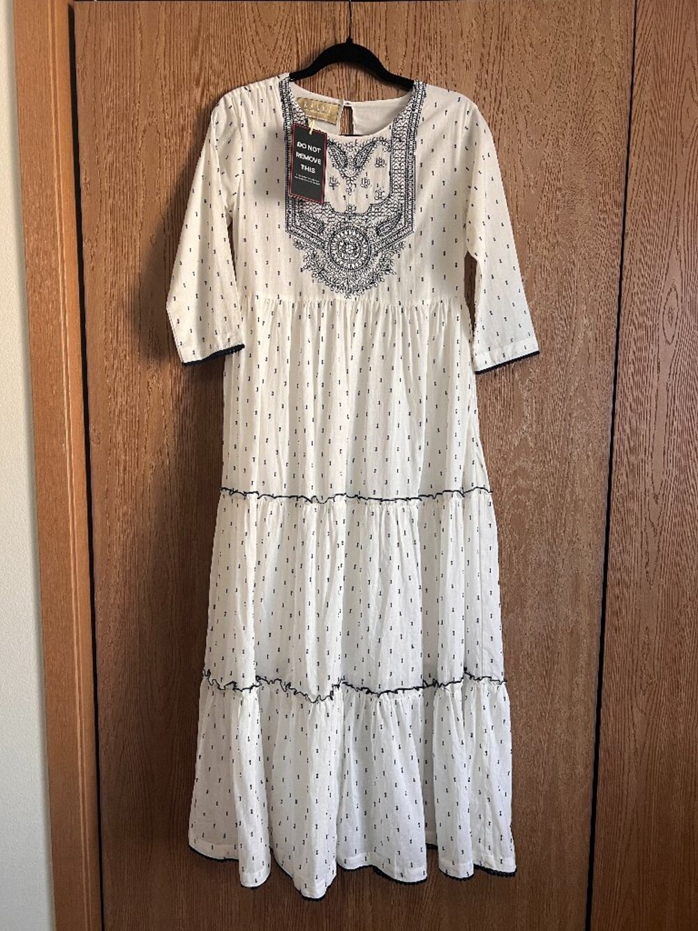 Kalki Fashion White Embroidered Tiered Ethnic Maxi Dress